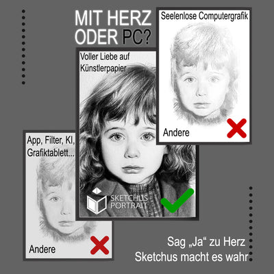 Sketchus Portrait Zeichnen lassen handgezeichnet - Dein Bild malen lassen nach Fotovorlage